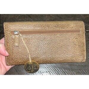 Myra brown leather wallet gold interior boutique